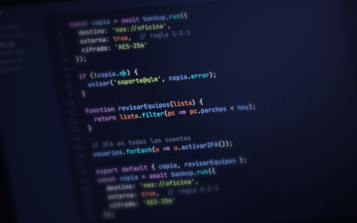 Código de programación en una pantalla
